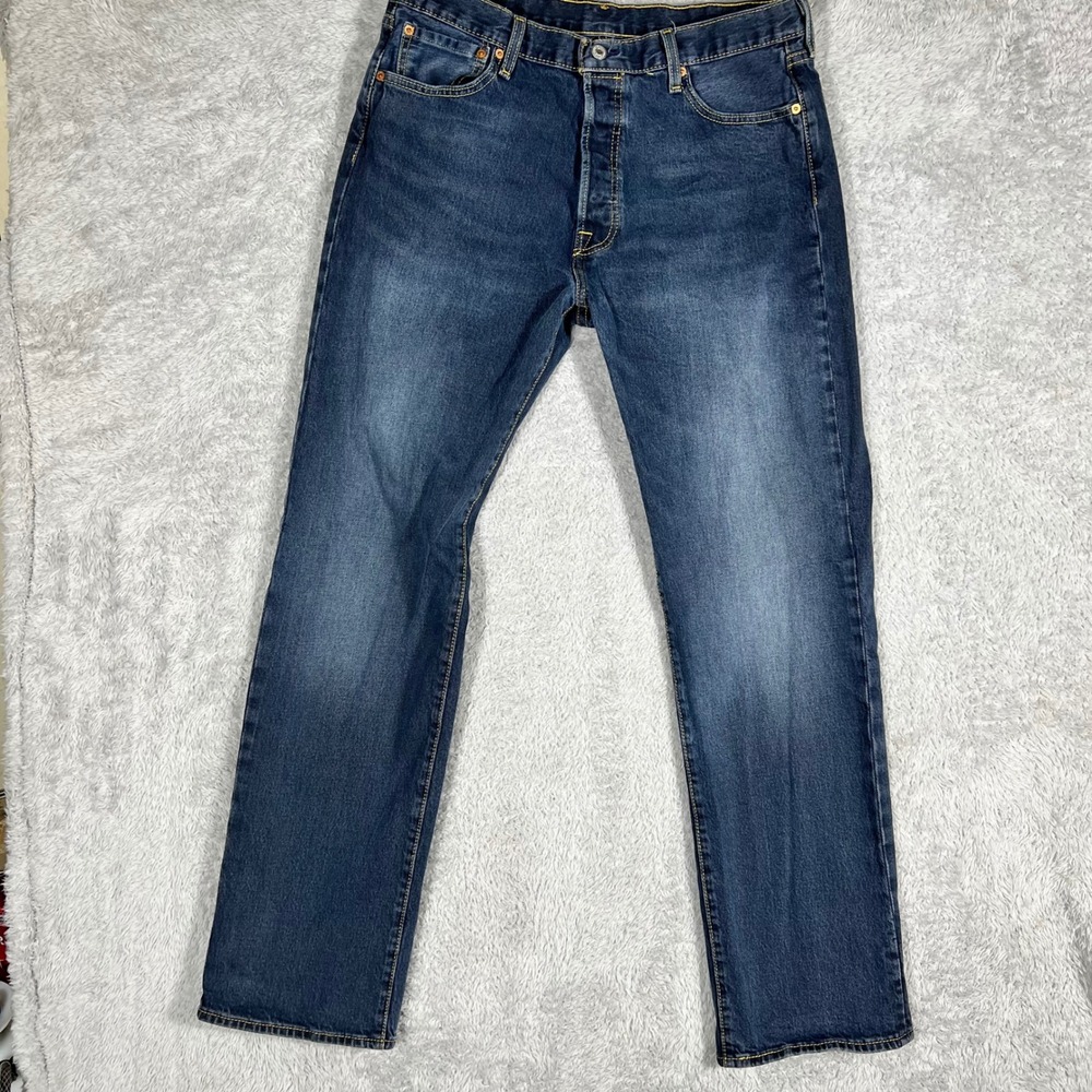 Levis 501 Original Fit Mens Blue Straight Leg Button Fly Jeans 38x32